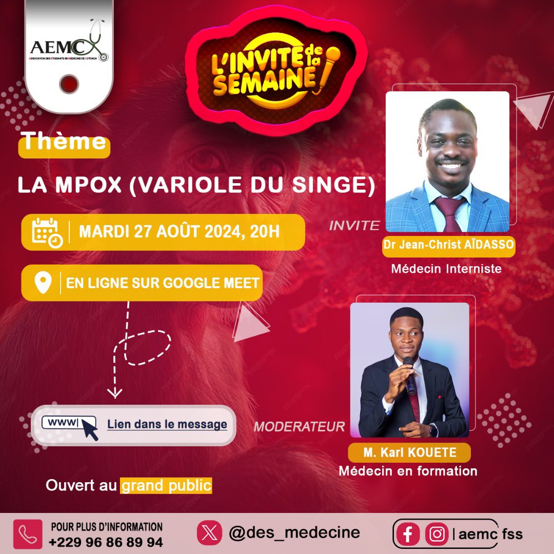 Bonsoir la famille 

Espérant que vous avez passé une excellente journée ?

N'oublions  pas de nous connecter 🌚🌚

C'est dans quelques minutes...

Pour vous connecter, cliquez sur le lien ci-dessous 

meet.google.com/ahy-xvou-jqk

 Le Comité de Communication de l'AE
