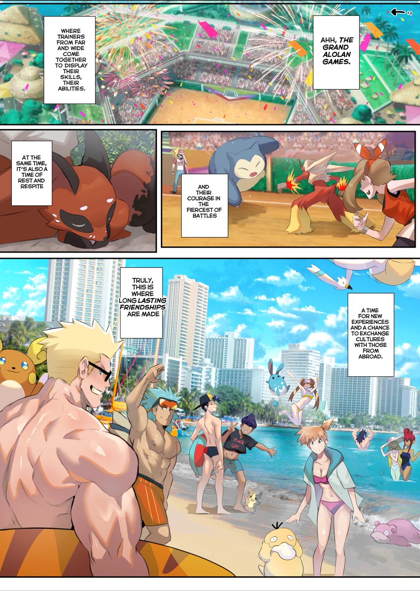 Robodraws's tweet photo. New Release 🌴📸 "Trainer in heat" follows Giorno as he discovers all the "activities" the male Pokémon trainers engage in secret, both in and out of social media!

Don't miss his -extra revealing- report in this month's comic.😉

17(!) pages Available now on p4₮Ի30ñ! https://t.co/RNH2mSSaWy