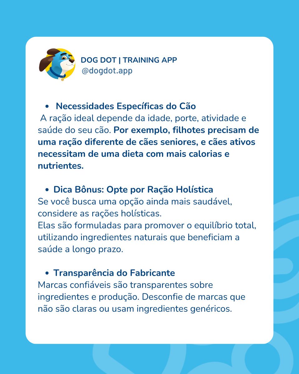 DogDot_app's tweet photo. Não se trata apenas de escolher entre "boa" ou "ruim", mas de encontrar a ração que realmente atenda às necessidades do seu cão. A nutrição adequada é a base para uma vida longa e saudável. #alimentaçãocanina #dicasparapet #dogdot #dogdotapp #cachorro #adestramento #treinamento https://t.co/hDUd7uqvJC