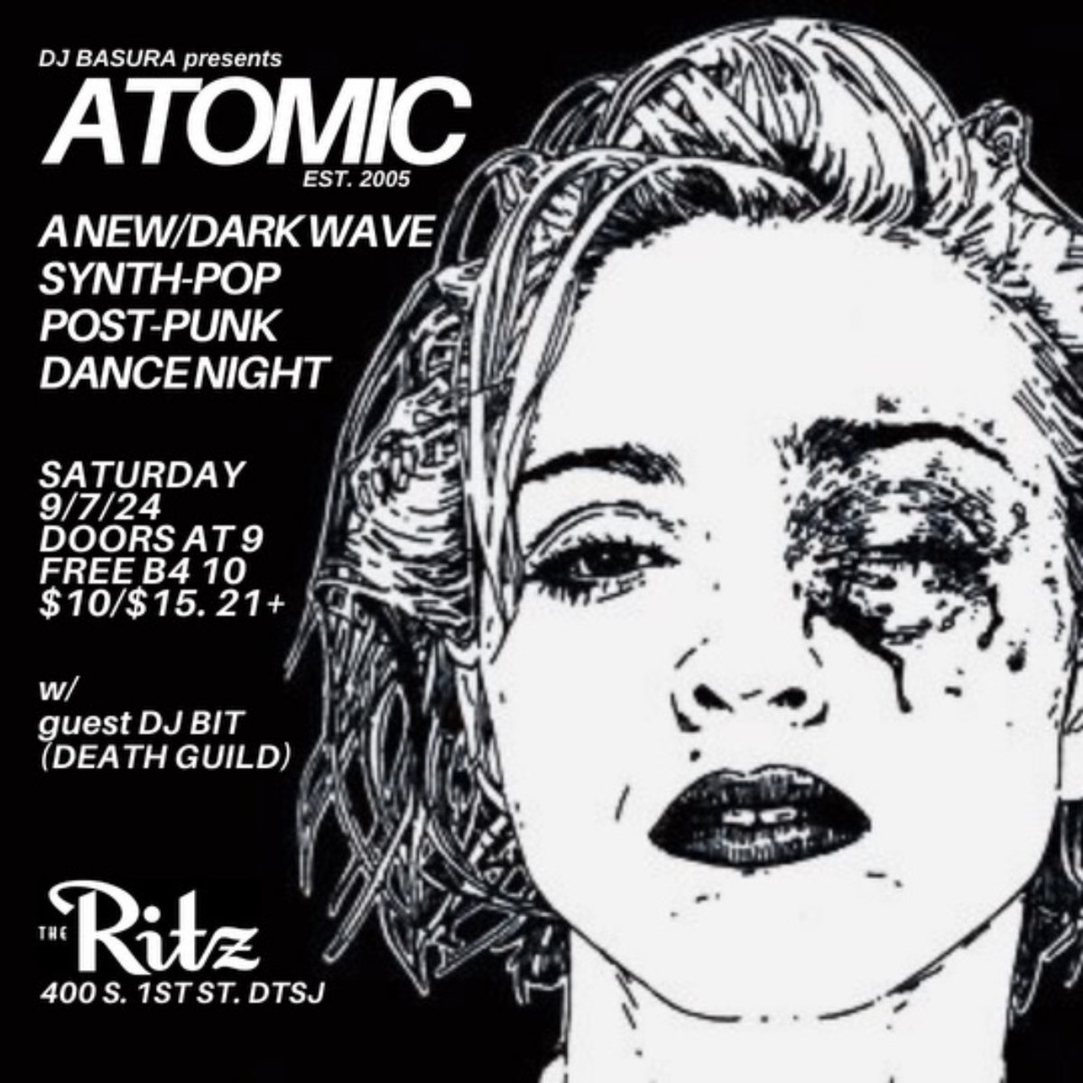 💥 ATOMIC DANCE PARTY 💥

Just announced! Returning to The Ritz September 7th. FREE before 10PM!⁠ Tickets on sale now. 🚀
⁠⁠
Saturday // 09.07.24 // 9PM // 21+⁠
🎫 l8r.it/6MVP 🎫⁠
⁠
🏷️ #atomicdanceparty <a href="/djbasura/">Depress Mode</a> #theritzsj #sanjose #dtsj #sofadistrict