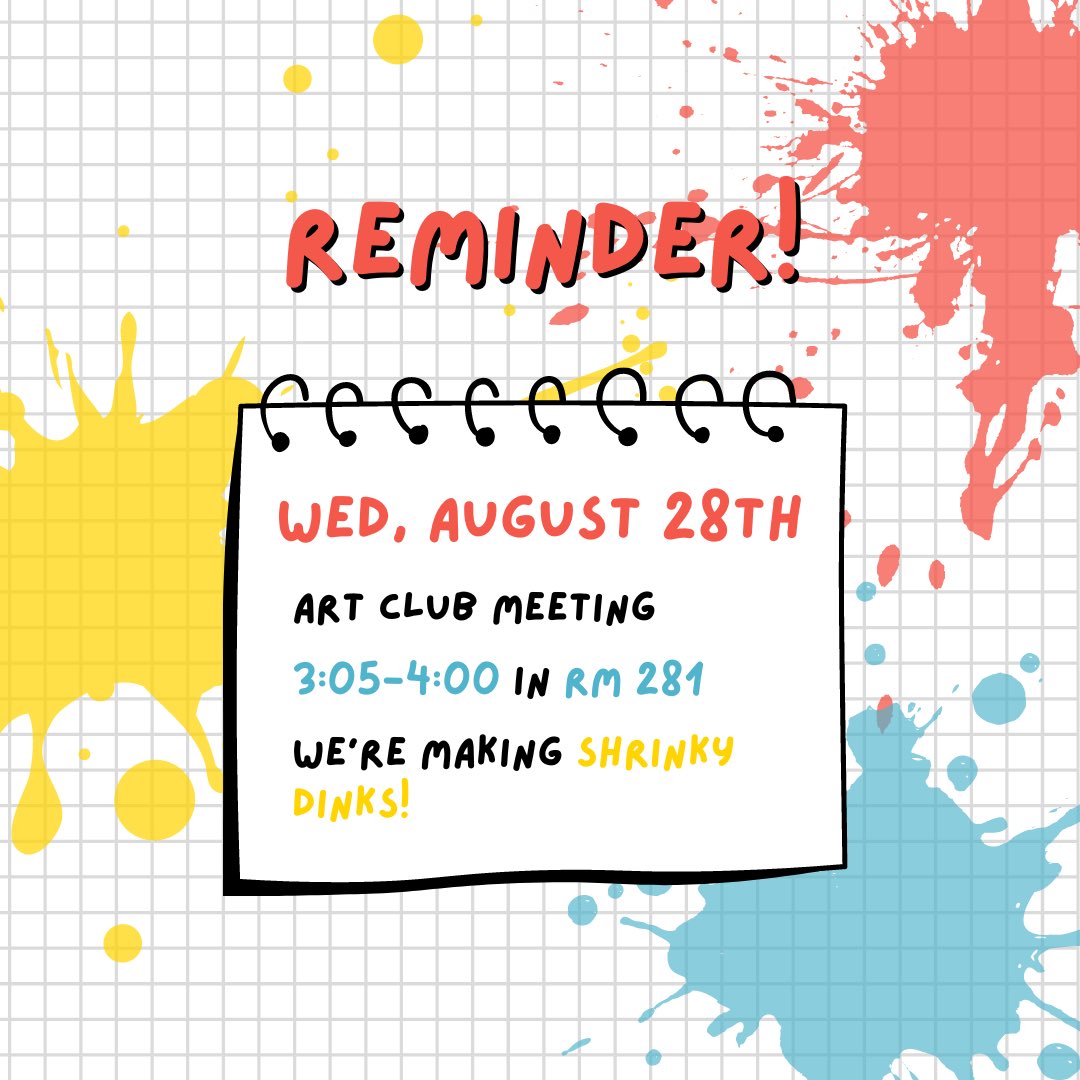 Our first art club meeting of the year is tomorrow!! We’ll be kicking off the year making shrinky dinks! Hope to see you all there! 🎨
