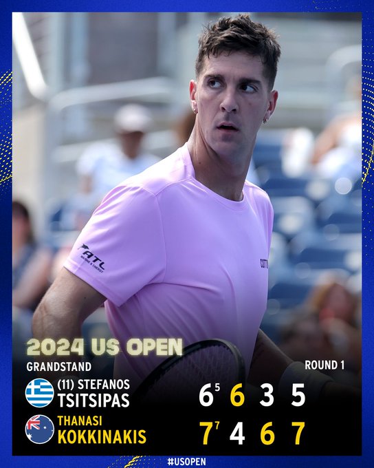 Kokkinakis defeats Tsitsipas 7-6, 4-6, 6-3, 7-5