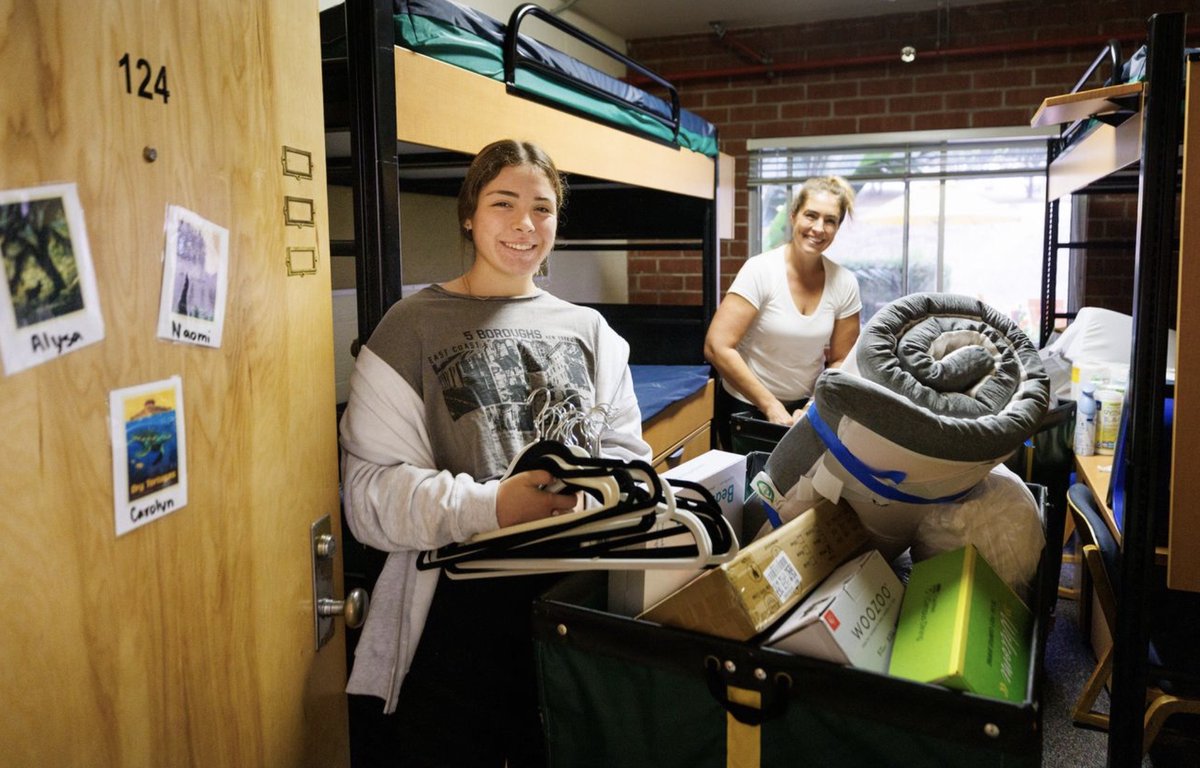 Freshman Move-In Tip! Cal Poly's campus is hilly, and it'll be warm on move-in day!  Wear comfy shoes, a hat and sunscreen to stay cool and protected. Don’t forget to bring a water bottle to stay hydrated. Make your first day on campus as smooth as possible!