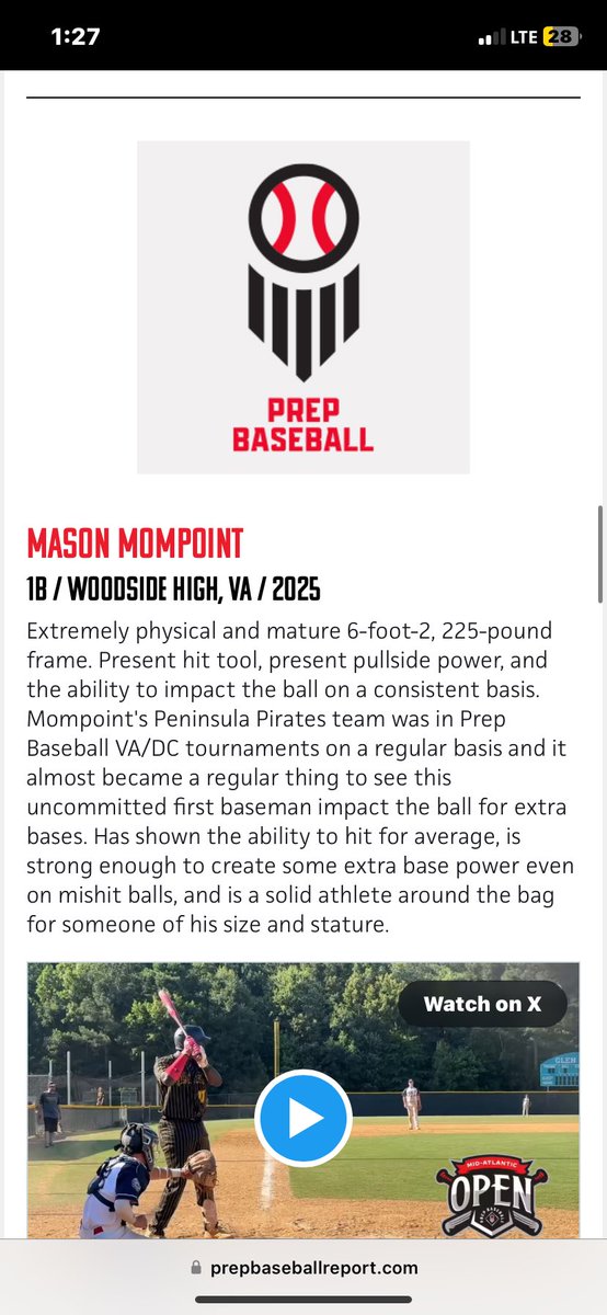 Thank you <a href="/PrepBaseballVA/">Prep Baseball Virginia/DC</a>!