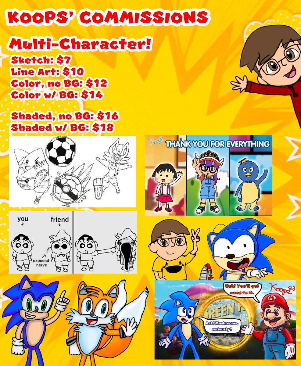 KoopsReturns's tweet image. It’s official, my comms are open! All details are provided in the images below. Any further inquiries can be answered in DMs.
Also, please don’t hesitate to let me know if my prices are fair or unfair. I’ve never taken comms before, so I wasn’t really sure what to price them at.