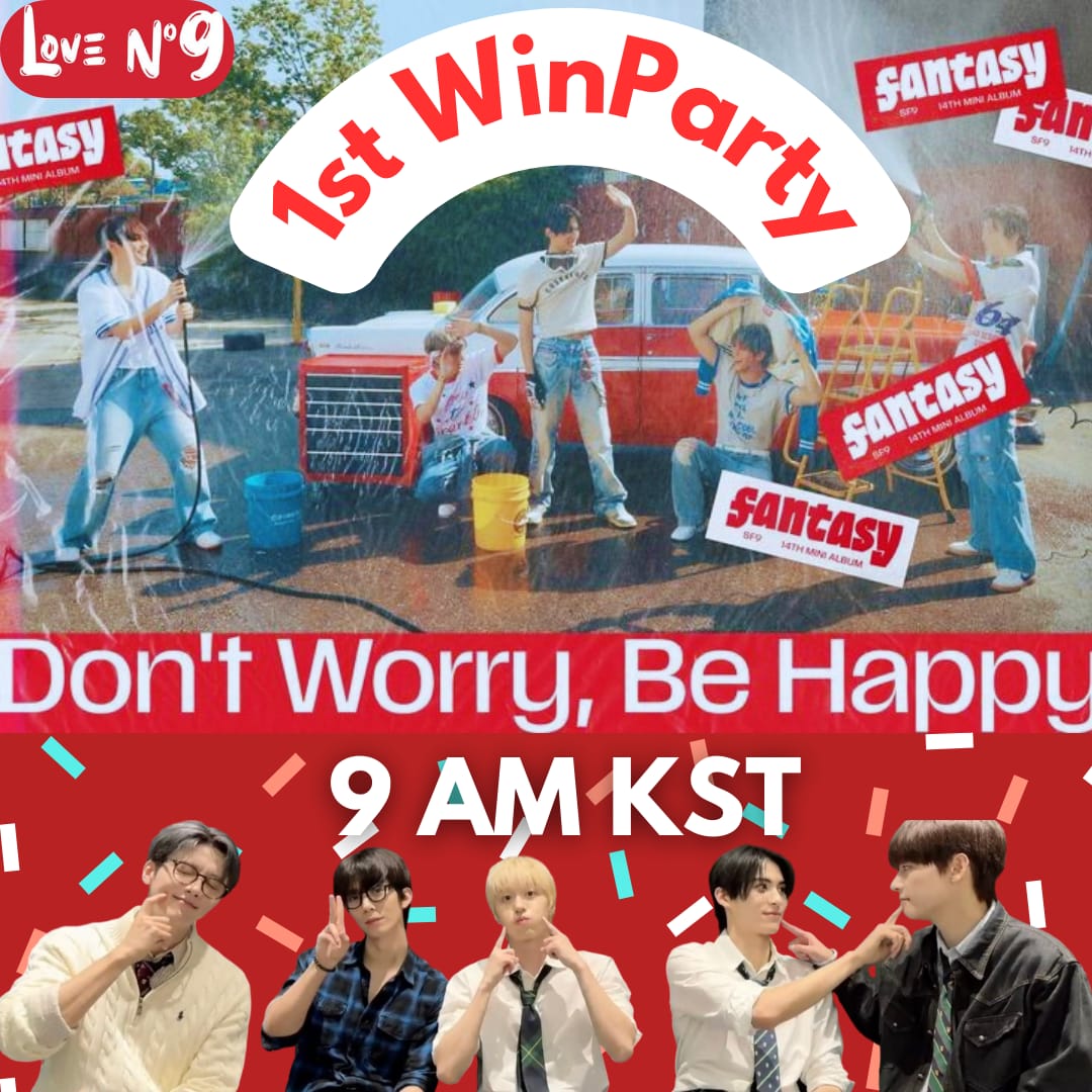 LoveNo_9's tweet photo. 🎉🏆FANTASY🏆🎉
Come join our #DWBH1stWin Celebration Stream Party today 9AM KST 🤙🏻
From a 🖥️ click the link below and let's Celebrate Together on YouTube 🥳🥳🥳
https://t.co/HdLS8q8QcW
#SF96THWIN
#DontWorryBeHappy_1STWIN
#SF9 #FANTASY @SF9official https://t.co/d6km2vDekw