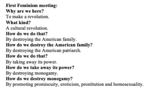 TheDiegoTrombon's tweet photo. @RealPaulElam Correct. 

Feminism has always been a 100 year long agenda to destroy the nuclear family no matter what anyone says to the contrary. https://t.co/heVqzlFM4m