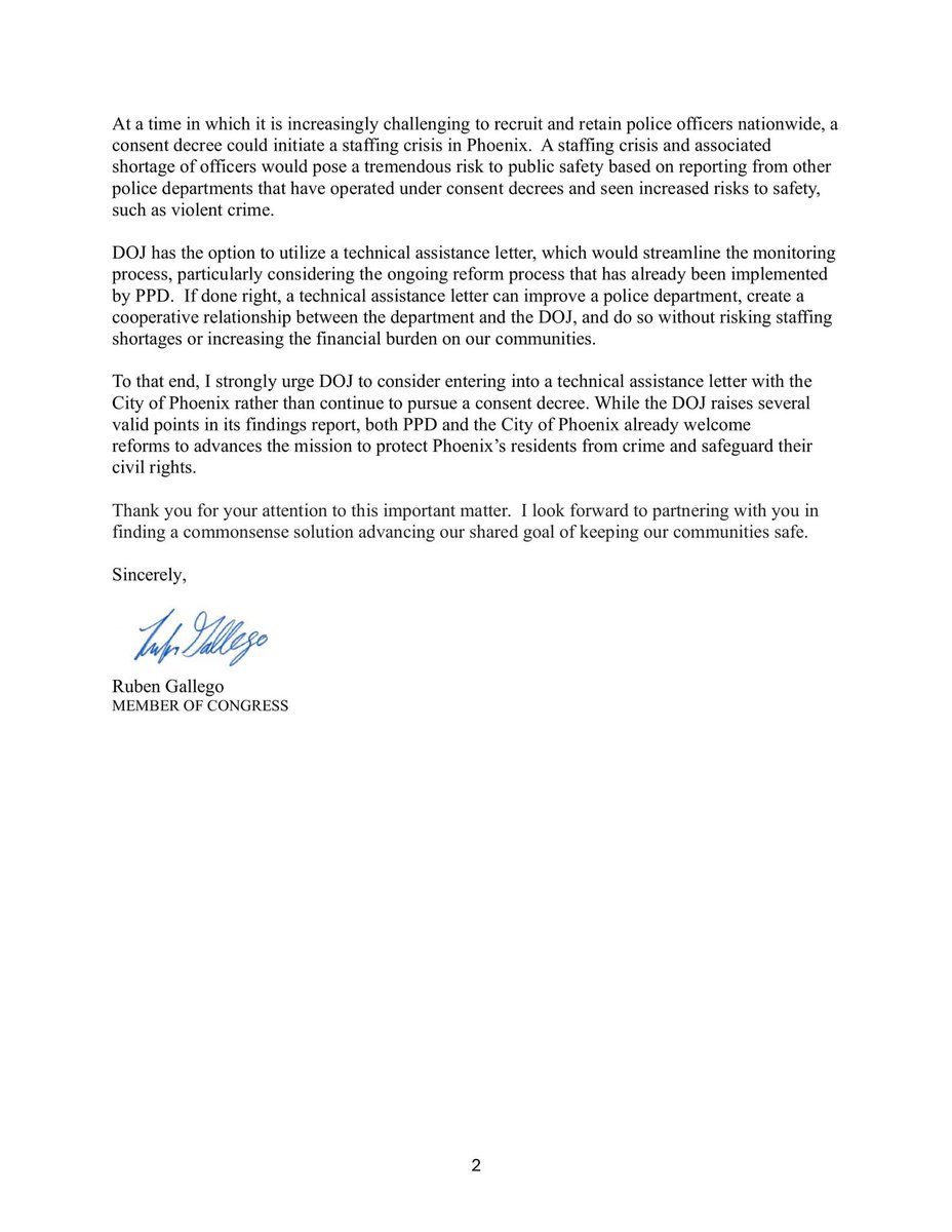 This letter was just posted on the Phoenix police union's Facebook. 

Seems like we now know how <a href="/RubenGallego/">Ruben Gallego</a> got his surprising endorsement yesterday in his race for U.S. Senate.