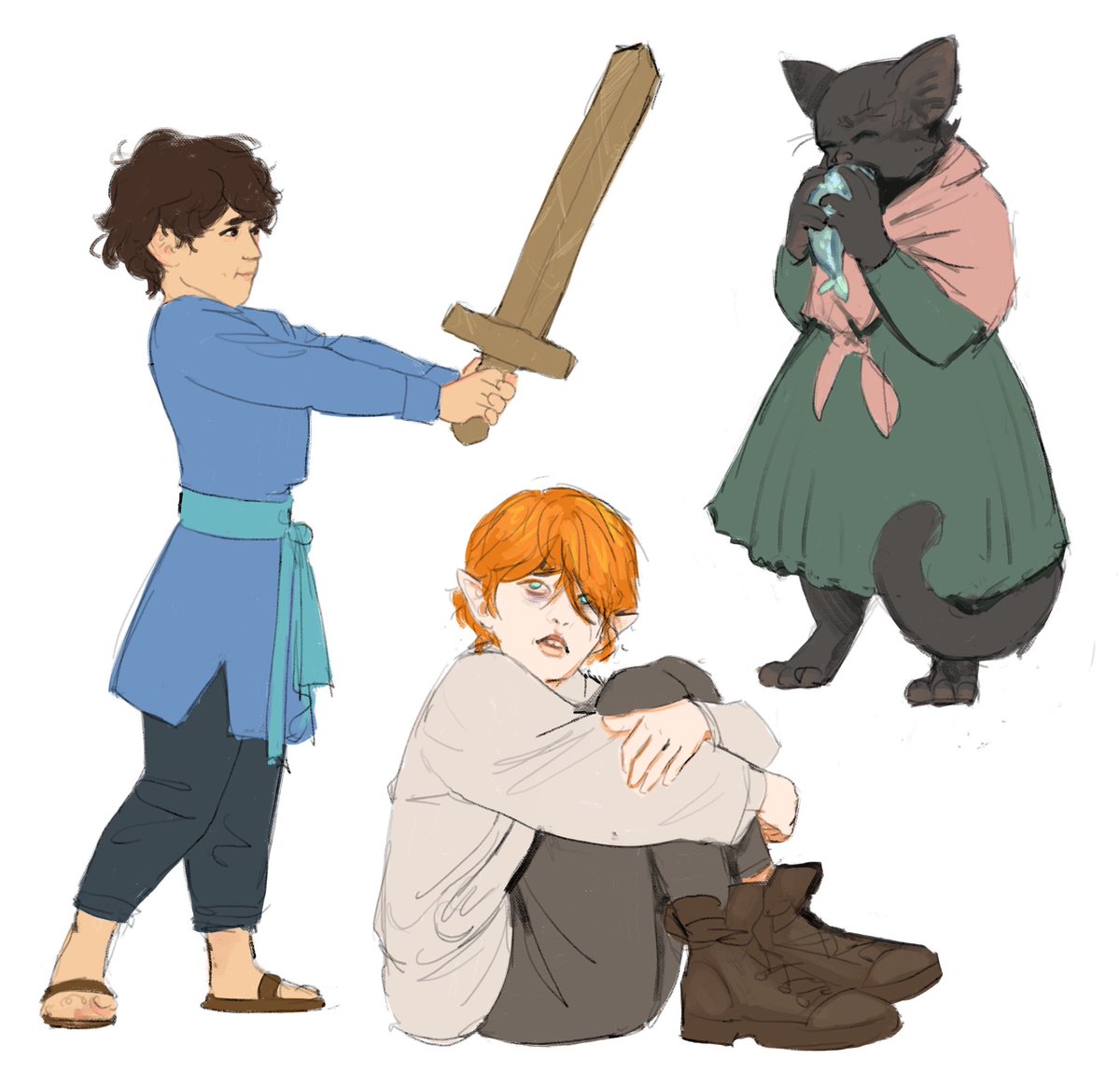 Some beautiful DRAKKENHEIM artwork by the talented community member, Nevenne. We often describe the “cuddle puddle” method of sleeping but it’s adorable to see it come to life in artwork. Not to mention the war meeting and our three heroes as children. 💕 💕 💕