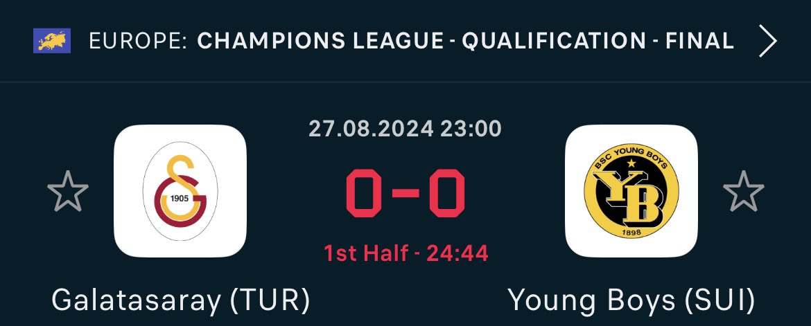 Thewisepicks's tweet photo. 🚨LIVE BET

Over 0.5 goals (halftime)
Odds: 1.75

Join FREE channel for more: https://t.co/FgxV4k2U6d

#Galatasaray #youngboys #ChampionsLeague #livebet #football #bet https://t.co/65KveXX6Fx