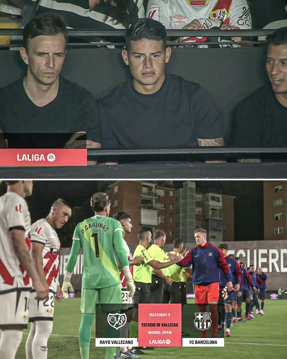ESPNFC's tweet photo. James Rodriguez is in the stands to watch his new club Rayo Vallecano host Barcelona in LALIGA 🇨🇴🔥 https://t.co/Kutyvq1UgY