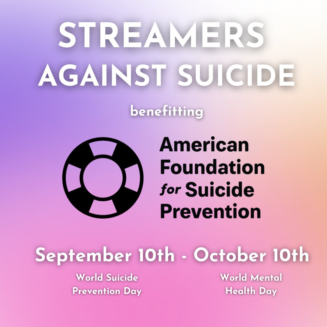 Calling all Streamers! Join us for #StreamersAgainstSuicide &amp; make a difference! From Sept 10th - Oct 10th, raise awareness &amp; funds for suicide prevention.

Help us save lives. 

 Sign up &amp; learn more 👉 tiltify.com/afsp/streamers…
