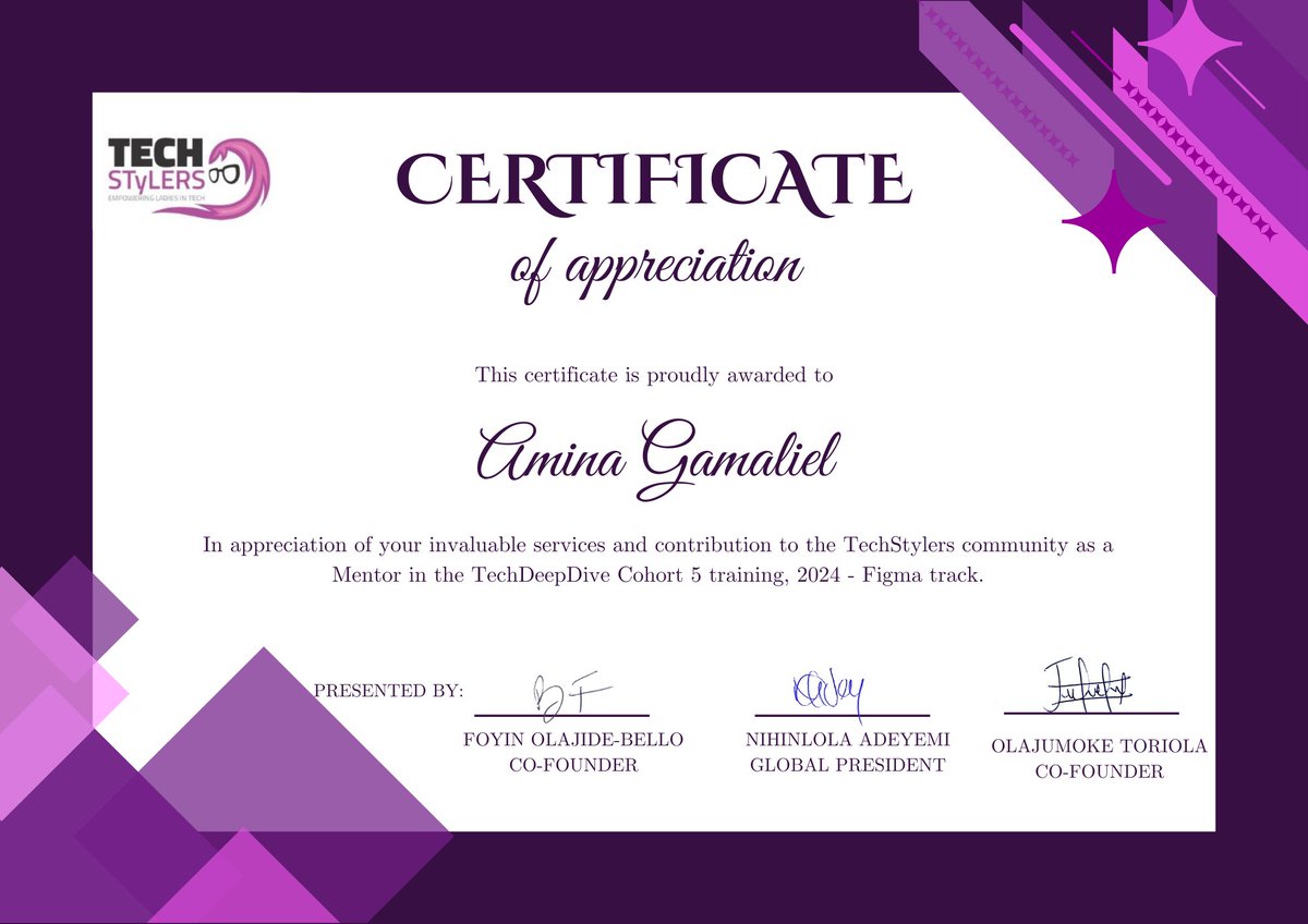 @idesignuiux (@idesignuiux) on Twitter photo Honoured to receive certificates of recognition and appreciation for mentoring on the <a href="/Tech_Stylers/">TechStylers</a> platform, teaching UI/UX to an amazing cohort of women. Grateful for the opportunity to empower and inspire future tech leaders! #WomenInTech #UIUX #Mentorship Honoured to receive certificates of recognition and appreciation for mentoring on the <a href="/Tech_Stylers/">TechStylers</a> platform, teaching UI/UX to an amazing cohort of women. Grateful for the opportunity to empower and inspire future tech leaders! #WomenInTech #UIUX #Mentorship