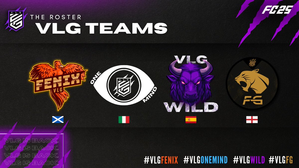 🔥ANUNCIO EQUIPOS VLG🔥 

Los equipos VLG para #FC25. 

<a href="/OneMindXI/">Focus 1Mind</a> ➡️ VLG One Mind
<a href="/FGFIFA_/">VLG FG</a> ➡️ VLG FG 
@VLGFenix ➡️ VLG Fénix 
<a href="/VLGWild/">Wild</a> ➡️ VLG Wild 

Los mejores equipos en Europa. Sólo en VLG.🏆

#VLGFENIX #VLGFG #VLGWILD #VLGONEMIND