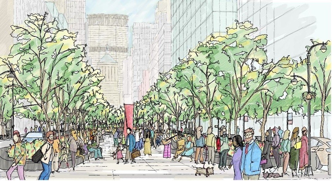 Park Ave used to have an actually park running down the middle. Then in the 1920s the median was shrunk to make more room for cars.

And now great news: a new plan will restore the median, more than doubling its width, adding walkways, benches &amp; landscaping, from 46th to 57th St.