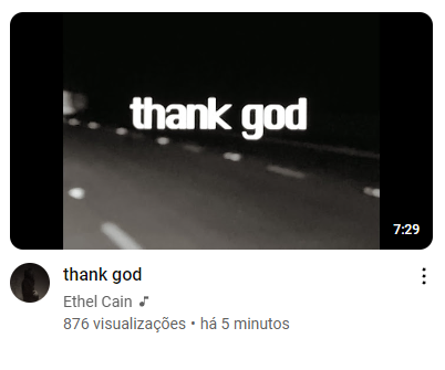 🚨: Ethel Cain acaba de postar um vídeo no YouTube: “thank god”

ASSISTA: youtu.be/IDr_9GAHeF4