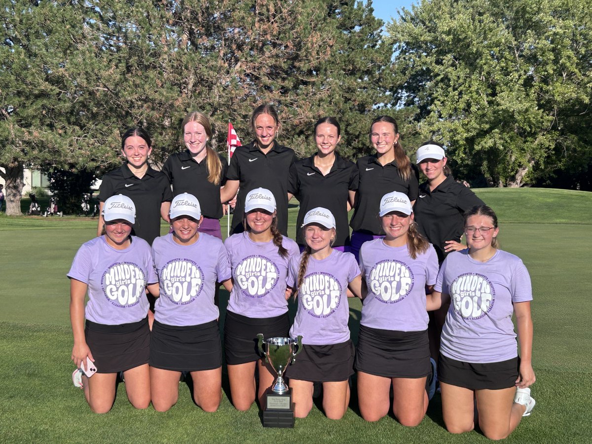 DusterGolf's tweet photo. Your inaugural "Dusty Dog" champions!!! The @HoldregeDusters defeated Minden in a match play style dual 14.5-12.5. Shoutout to the @WhippetGolf team. They are the real deal this year! Hope to see more people out next year! #DusterPower @sullyDSS https://t.co/oOJcFl2m2Q