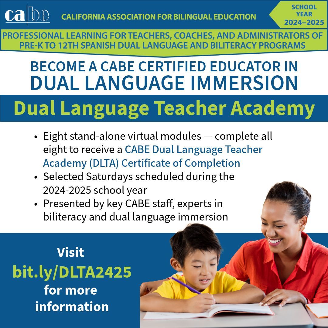 There's still time to register for our Dual Language Teacher Academy! This virtual series includes 8 stand-alone modules on Saturdays throughout the school year, with a discount if you sign up for the whole series. See this year's dates &amp; register today:  buff.ly/3WLxm9n