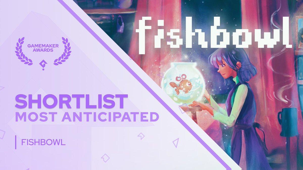 OMG!!! 😭 Fishbowl is one of the 15 finalists for the GameMaker Awards 2024!

VOTE for us opr.as/GMA24-Vote 🚀 in the Most Anticipated Game category + RT for 💜

Thank you <a href="/GameMakerEngine/">GameMaker</a>! 🥰 We LITERALLY couldn't make our game without you! 🥺