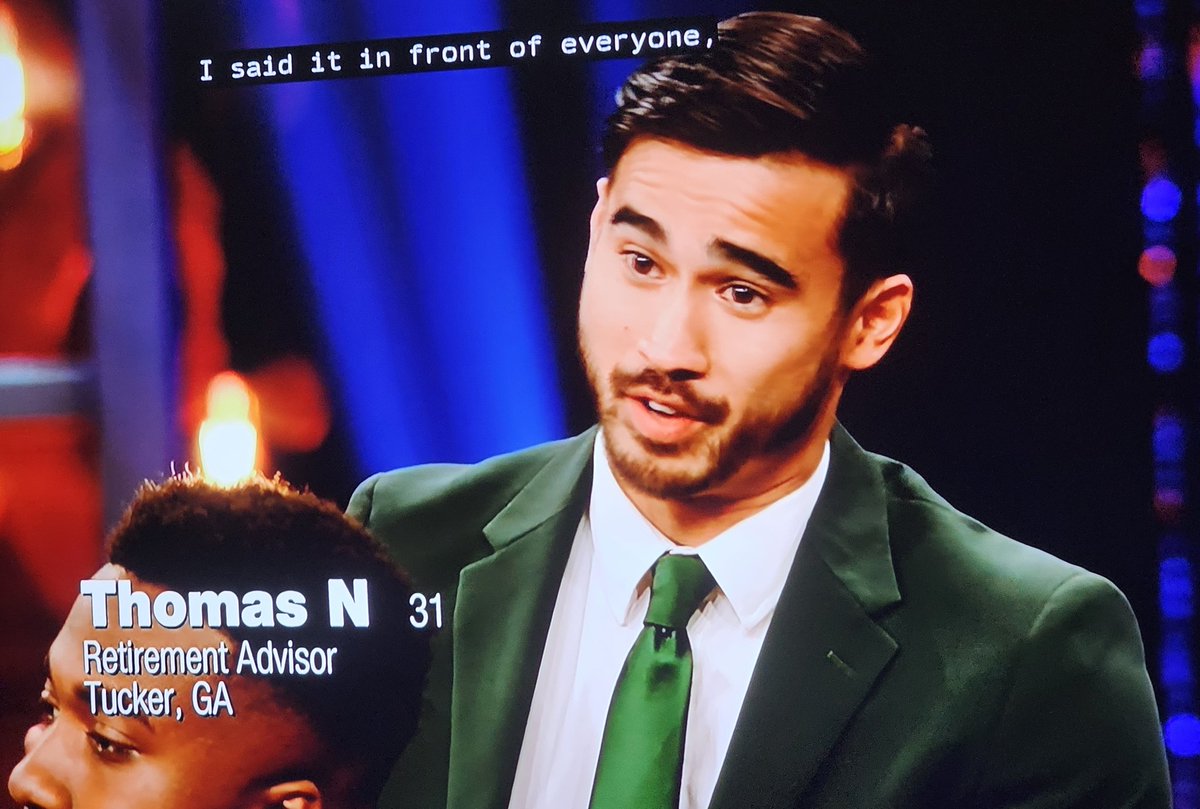 Why's Thomas wearing his St Patrick's day suit? #TheBachelorette