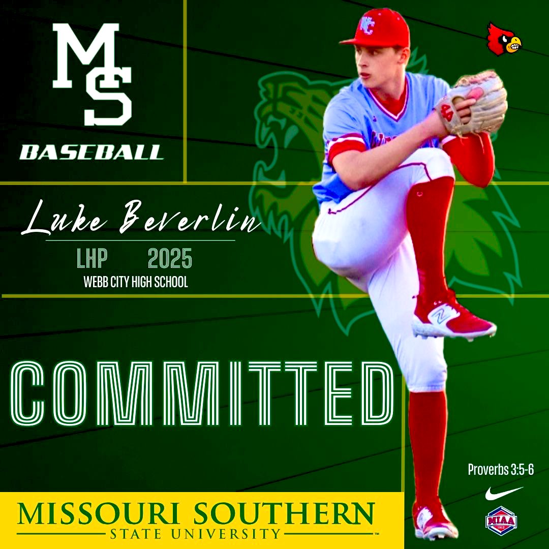 So thankful to announce my commitment to Missouri Southern State University. I’d like to thank God for this amazing opportunity and for the ways He has blessed me throughout my baseball career. I’d also like to thank my coaches, teammates, and parents. GO LIONS! 🟢🟡