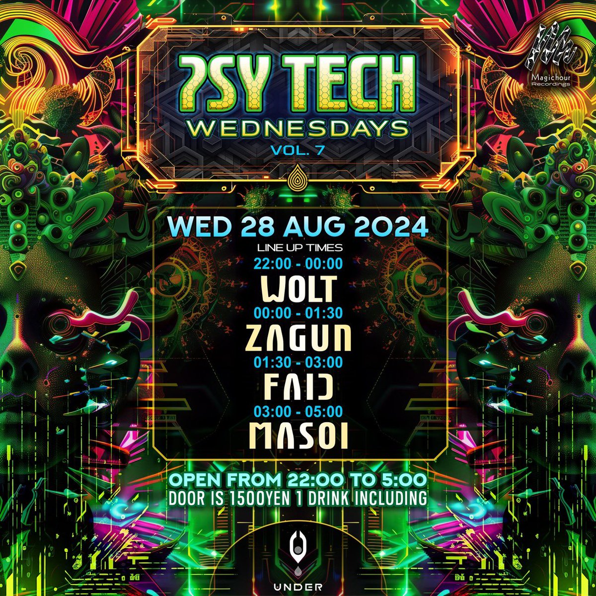YUKI.T - WOLT (@yukit_patronus) on Twitter photo 本日は毎週恒例のPSY TECH WEDNESDAY 開催です💚
新鮮なラインナップと新鮮なPsytechをお届けします😆
<a href="/CLUBUNDER2022/">CLUB UNDER</a> にてお待ちしております☺️
ゲスト登録は各DJにお願いします😉👍 本日は毎週恒例のPSY TECH WEDNESDAY 開催です💚
新鮮なラインナップと新鮮なPsytechをお届けします😆
<a href="/CLUBUNDER2022/">CLUB UNDER</a> にてお待ちしております☺️
ゲスト登録は各DJにお願いします😉👍