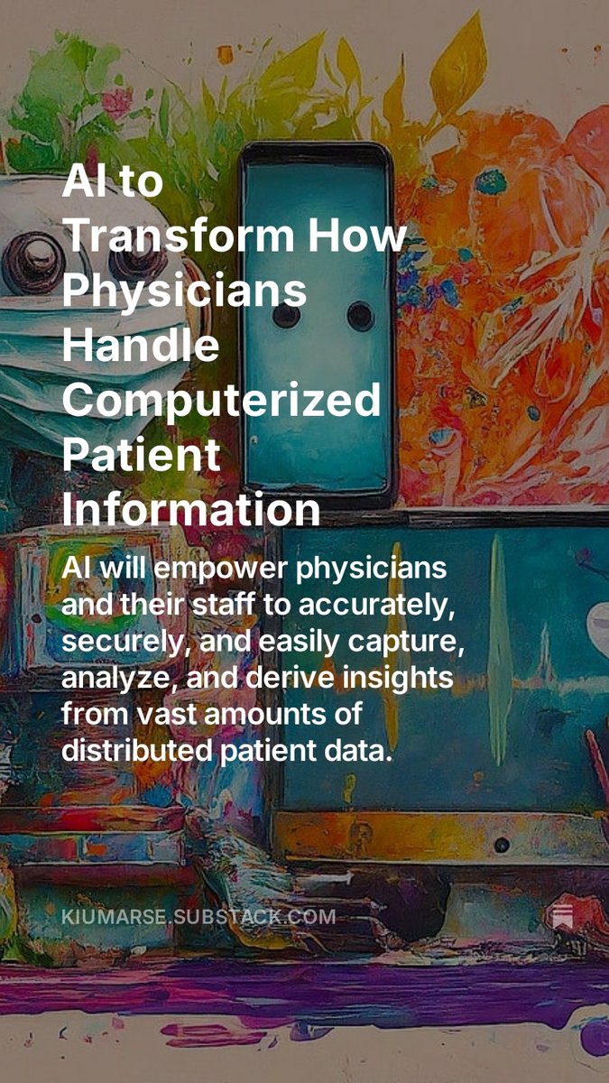 #AI  to Transform How Physicians Handle Computerized Patient Information open.substack.com/pub/kiumarse/p… #digitalhealth #healthcareai #HealthcareInnovation #HealthcareTech #interoperability #GenAI #LLMs #Innovation #informationtechnology #informationsecurity #DataPrivacy #gdpr #medicine