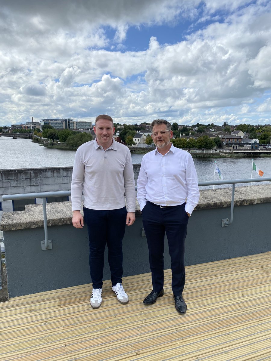 moranjohna1's tweet photo. Speaking of sporting heroes, back to town for a great conversation with @dowlerznap about the future of Limerick to help him guide some investors looking at Limerick’s potential. Took him through my focus in key rural towns and places like Kings Island. And idea behind the first  priority of programme a plan out to 2050! Had to take this photo for Mum - @BridieMoran5