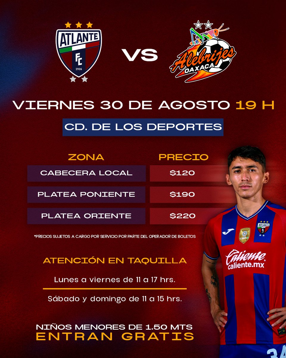 estadiocdd's tweet photo. 🏟️ ¡La pasión se vive en el #ECDD! ⚽

Este viernes 30 de agosto, a las 19:00 hrs, no te puedes perder el emocionante partido entre @Atlante y @AlebrijesOaxaca. Ven a apoyar a tu equipo en una noche que promete estar llena de intensidad.

https://t.co/SwtEbxna7t https://t.co/WYLUMZwEVw