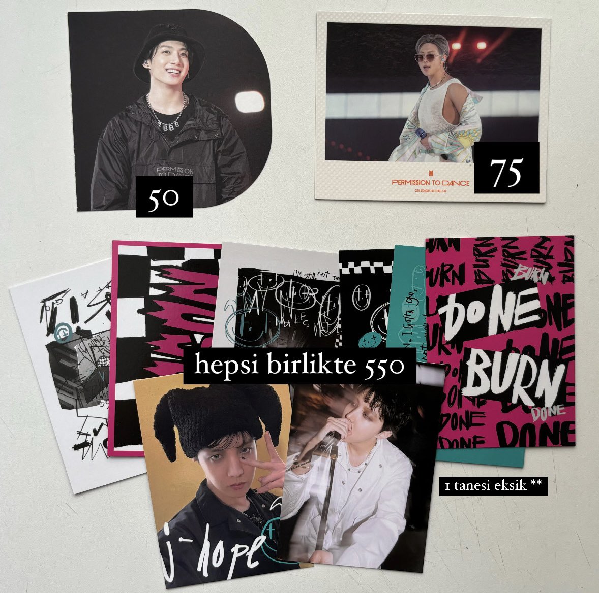 bts satış

ayrı satabilirim
jitbları birlikte satıyorum  500 e indirdim
üsttekiler de 40/60

eylül ortasına kadar ödeyebilirsiniz
herkes rtlerse sevinirim