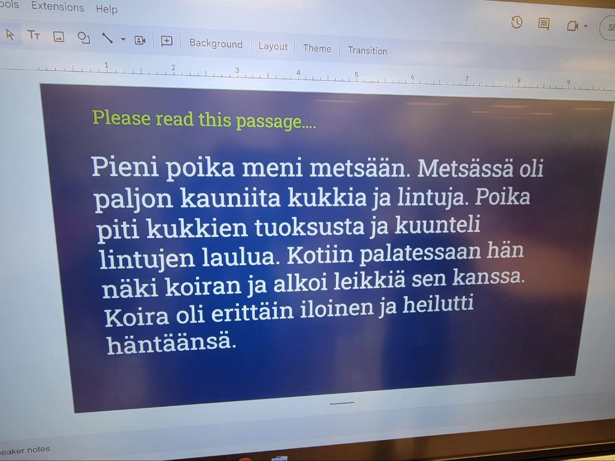 MrsMediaJTE's tweet photo. Had the BEST book talk with grades 3-5 about @FloridaSSYRA book Finally Seen! It was awesome to watch them decode and use schema to figure out the meaning of this passage in Finnish in order to better understand the main character's perspective. #lovemylibrarypbcsd #ELLsCan https://t.co/z50VPXikUX