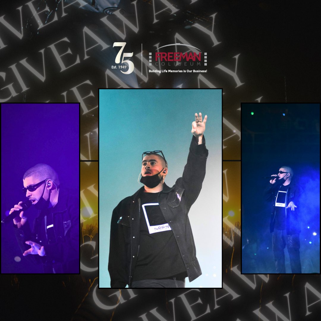 FreemanColiseum's tweet image. Celebrating 75 years of history &amp;amp; memories at the Freeman Coliseum! 

✨Join us in celebrating the Freeman Coliseum’s legacy by sharing your favorite picture of @sanbenito concert back in 2019 when he brought his #x100pre tour🐰🔥

#badbunny