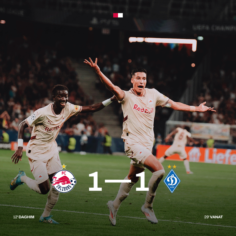 RedBullSalzburg's tweet photo. WE DID IT! @championsleague, hello again! ❤️‍🔥

#SALDYN #UCL