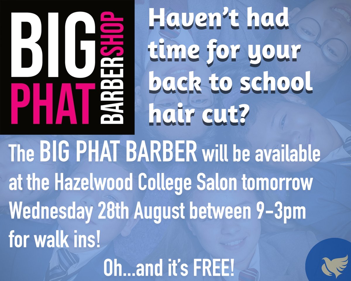 hazelwoodni's tweet photo. The college has partnered with John, the owner of Big Phat Barber Shop. John will be providing free hair cuts for students tomorrow from 9-3pm. https://t.co/HUiAjwyrv6