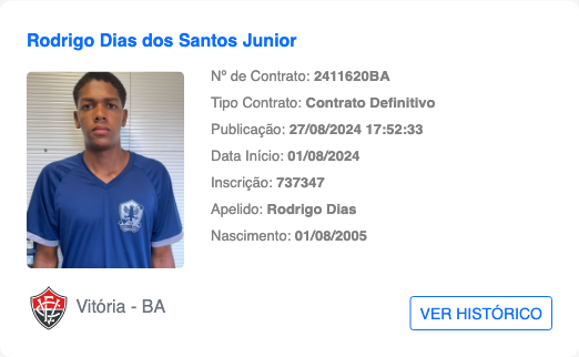 bidDoVitoria's tweet photo. ✍️ Jogador publicado no BID: Rodrigo Dias
  
📅 Publicado em: 27/08/2024 17:52:33

📝 Tipo de contrato: Contrato Definitivo

🔚 Data de término do contrato: 31/01/2026

#RodrigoDias #BID #ECVitoria https://t.co/IaeuupNv8v
