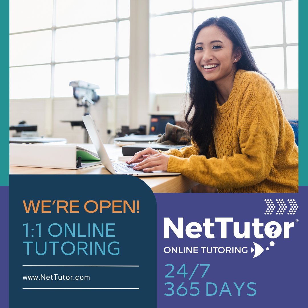 nettutor's tweet image. Have you scheduled a session with us this week? Stay on top of your homework, and get 1:1 attention as you go! We can help in any subject.

#OnlineTutoring #Tutor #WritingTutor #MathTutor #STEMTutor #HistoryTutor #LanguageTutor #NetTutor