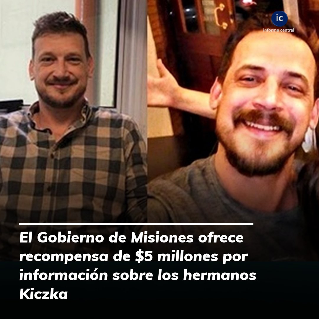 centralinforme's tweet photo. Anunciaron una recompensa de 5 millones de pesos por información precisa sobre el paradero de los hermanos Kiczka
https://t.co/wQ92Z9jHf2 https://t.co/TH4BvJKlay