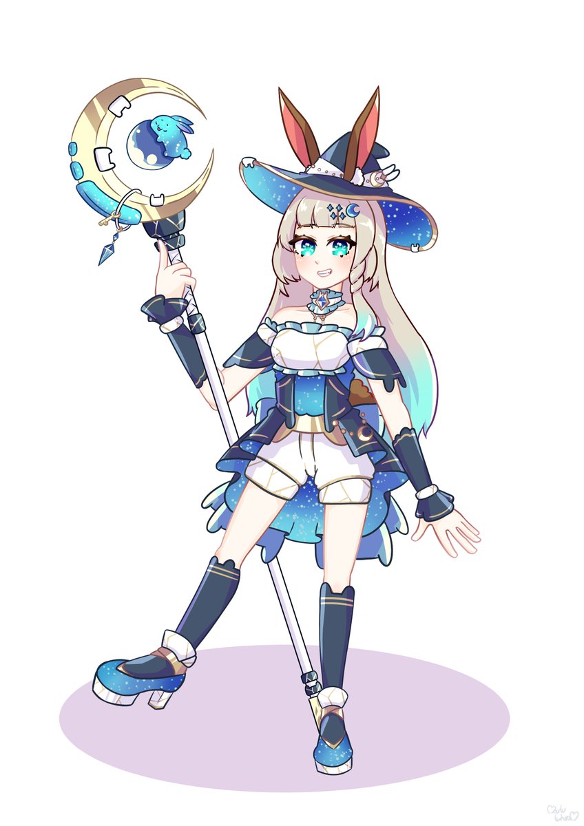 sikhram_M's tweet image. ...เสร็จทันด้วยแหะ...
สาวน้อยเวทมนตร์ ธีมกระต่ายบนดวงจันทร์ แบบเรียบง่าย 
และคำถามว่า&quot;สาวน้อยเวทมนตร์ที่ไม่ใส่กระโปรงจะเป็นยังไง&quot;
.  
ถึงจะออกแบบมาไม่ค่อยดี และตัวเองก็วาดระเอียดซับซ้อนมากๆไม่ไหว 
แต่ดูน่าสนุกดีจึงรีบปั่น ตอนแรกนึกว่าจะไม่ทันซะแล้ว 
#ReWRITE_contest