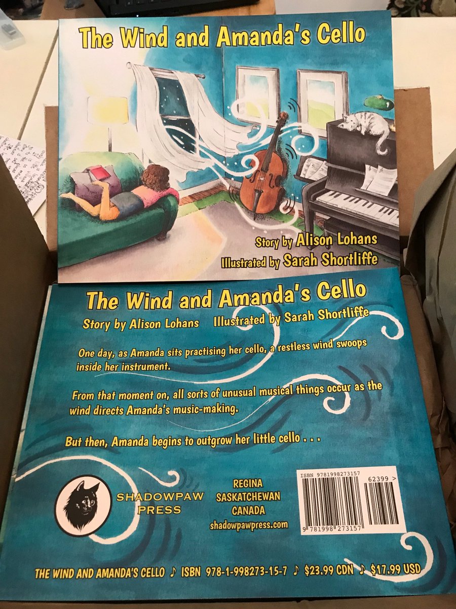 Advance copies of THE WIND AND AMANDA'S CELLO have just arrived! Huge thanks to publisher Edward Willett/Shadowpaw Press, and to illustrator Sarah Shortliffe.