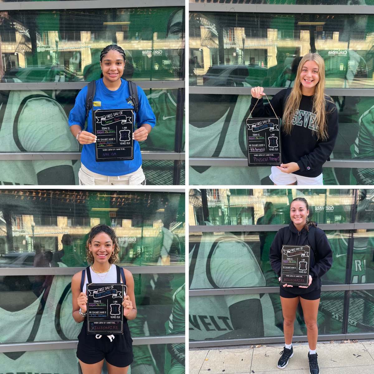 RooseveltWBB's tweet photo. Happy first week of class! We asked everyone what they want to be when they grow up and who their favorite basketball player is. Swipe to see what they said! 📚 🏫

#RUallin #LakersWBB https://t.co/kKhBhUv9Zp