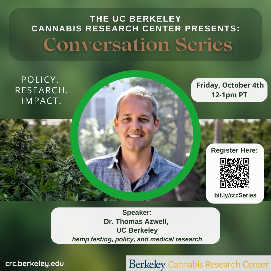 We're excited to kick off our Fall bi-monthly Brown Bag conversation with California cannabis researchers. Join us and Dr. Thomas Azwell for the first live discussion of this series on Friday, October 4th, from 12-1pm PT.

Register today: bit.ly/crcSeries