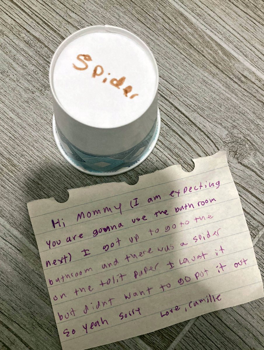 Save the spider mom!

Raising the next generation to be better stewards of all life on Earth has consequences!

My daughter left this note to her mother about a captured prisoner to ‘care for’ and release in the morning.
