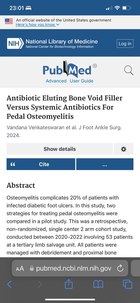Results of our comparative study of implantable versus systemic antibiotics for diabetic foot osteomyelitis  published today in JFAS