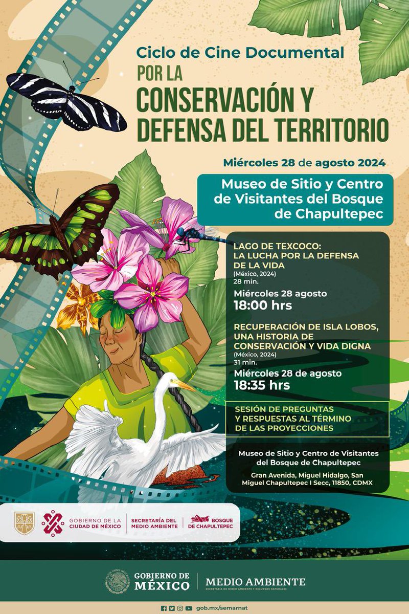 SEMARNAT México (@semarnat_mx) on Twitter photo 🎬✨ ¿Ya asististe al Ciclo de Cine Documental “Por la conservación y defensa del territorio”?
Nos entusiasma invitarte a la presentación de este miércoles en el <a href="/MuseodeSitioBCH/">Museo de Sitio y Centro de Visitantes BCH</a> como parte de la #NocheDeMuseos.
Descubre cómo las comunidades y el sector ambiental federal 🎬✨ ¿Ya asististe al Ciclo de Cine Documental “Por la conservación y defensa del territorio”?
Nos entusiasma invitarte a la presentación de este miércoles en el <a href="/MuseodeSitioBCH/">Museo de Sitio y Centro de Visitantes BCH</a> como parte de la #NocheDeMuseos.
Descubre cómo las comunidades y el sector ambiental federal