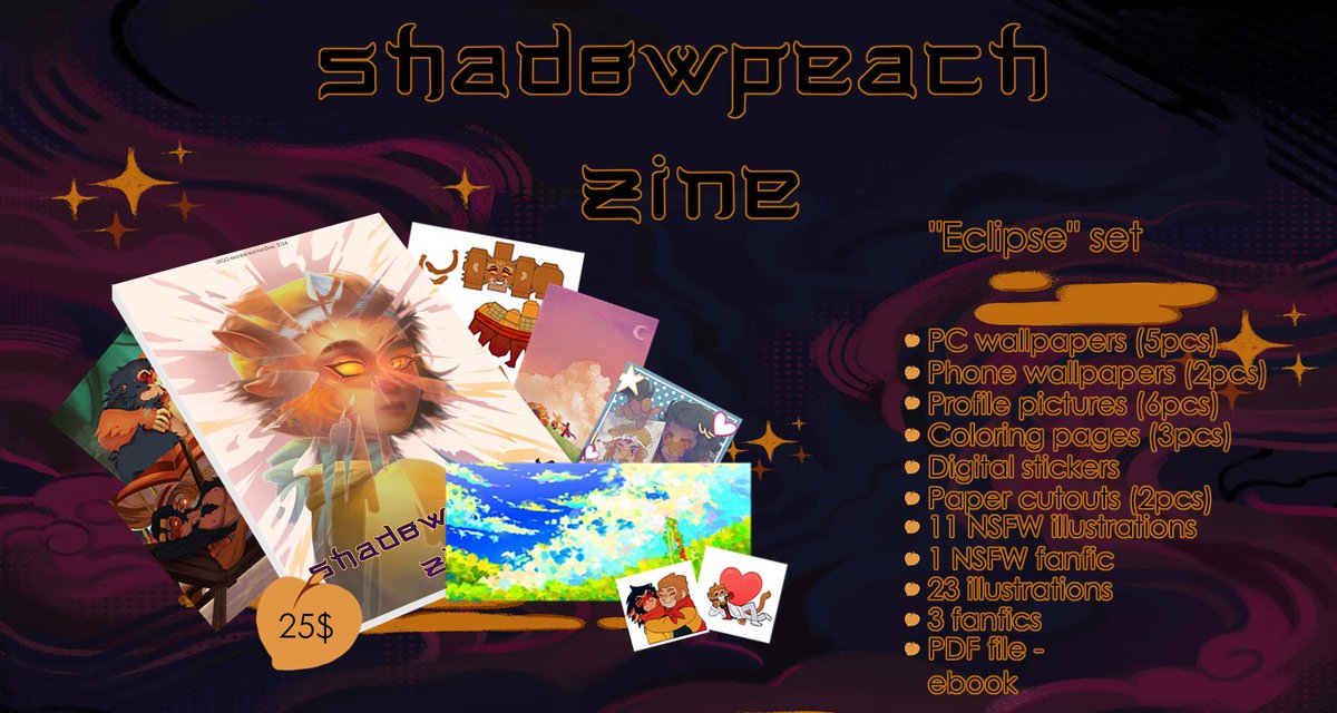 We are happy to announce that we are opening pre-orders
They will last 10 day (from 27.08 to 06.09.)

To pre-order the zine, please contact this account
#lmk #monkiekid #shadowpeach #zine