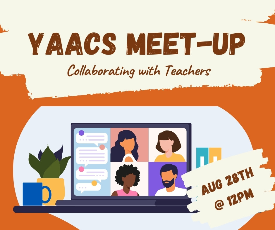 YAACS BC (@yaacsbc) on Twitter photo Join us on Zoom, Aug 28 at 12pm to learn how to better collaborate with teachers!
For more details, check out our discussion board (it's free and does not require a BCLA membership) or email yaacsbc@at@gmail.com.
#ProfessionalGrowth #Libraries #LunchBreak Join us on Zoom, Aug 28 at 12pm to learn how to better collaborate with teachers!
For more details, check out our discussion board (it's free and does not require a BCLA membership) or email yaacsbc@at@gmail.com.
#ProfessionalGrowth #Libraries #LunchBreak