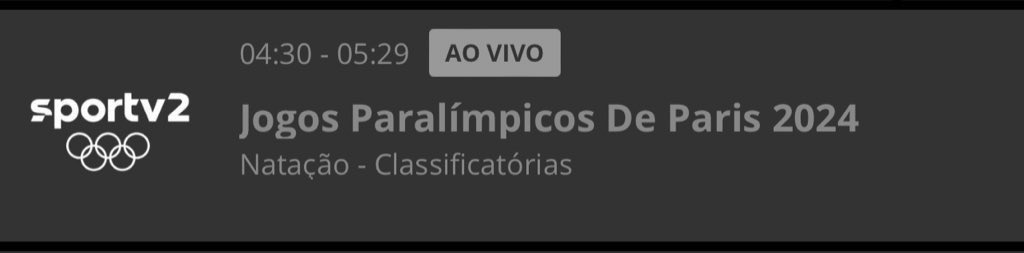 A programação do dia 29/08 do sportv 2 para as Paralimpíadas será assim:

04:30 às 05:30 - natação 
05:30 às 07:00 - goalball F Brasil X Turquia
07:00 às 08:45 - vôlei sentado F Brasil x Ruanda
08:45 às 09:30 - tênis de mesa 
10:50 às 12:30 - ciclismo de pista
12:30 às 14:00 -
