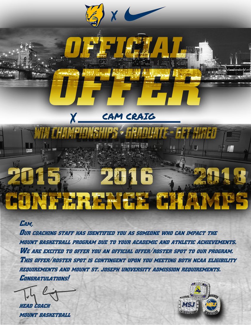 Blessed to receive my first official offer from <a href="/MSJCoachC/">Toby Carrigan</a> and <a href="/MountBasketball/">Mount Basketball</a>