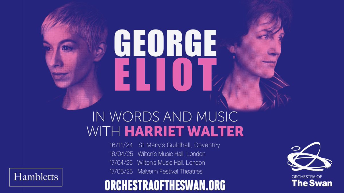 “What do we live for, if it is not to make life less difficult for each other?“ - George Eliot.

I’m chuffed to bits to have been invited to join this project and live show, inspired by the work of George Eliot, with <a href="/Orchestra_Swan/">Orchestra of the Swan</a> and Dame Harriet Walter.