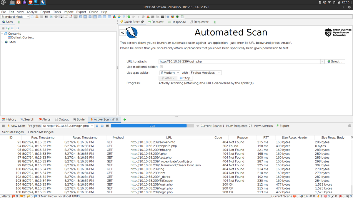 tee_sec's tweet photo. Day 26 of #30DaysofKaizenChallenge

❎Introduced to Zed Attack Proxy
❎installed ZAP on Mint but had challenges on setting up Local proxy to 127.0.0.1
❎learnt automated scan and manual scan
❎learnt Authenticated Web Application scan

@allenharper
@tryhackme
#LearnInPublic https://t.co/gEn56hTWra